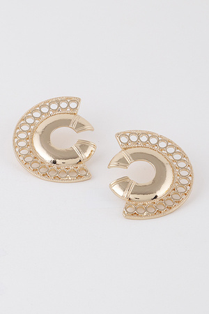 Ancient Half Circle Stud Earrings