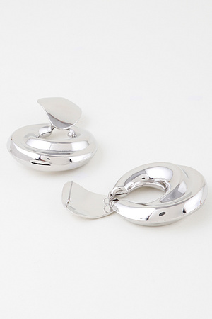Shiny Modern Bulky Disc Drop Earrings