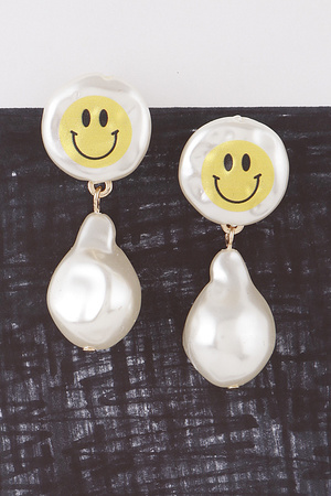 Smiley Face Stone Drop Earrings