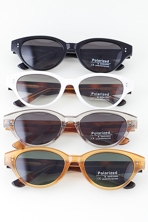 Polarized Two Toned Bolt Oval Sunglasses