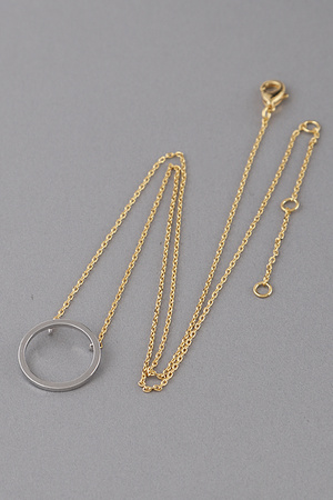 Two Tone Round Pendant Necklace