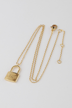 Love Engraved Lock Pendant Necklace