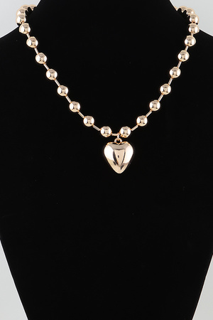 Shiny Heart Tube Beaded Necklace
