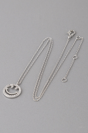 Bejeweled Happy Face Pendant Necklace