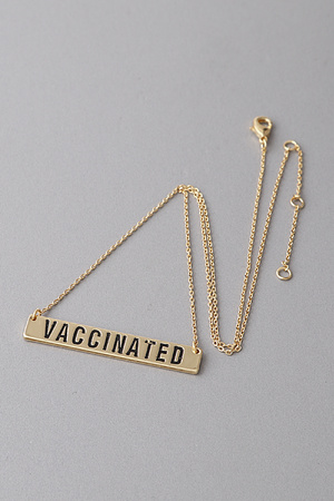 VACCINATED  Bar Pendant  Necklace