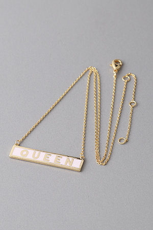 QUEEN Bar  Pendant  Necklace