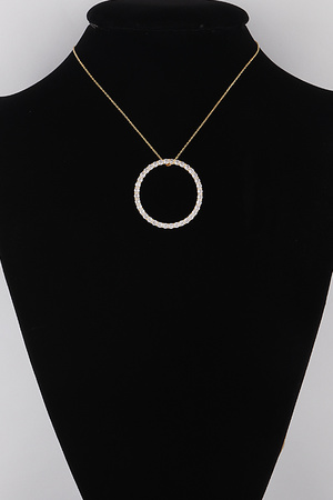 Jewel Lined Circle Pendant Necklace
