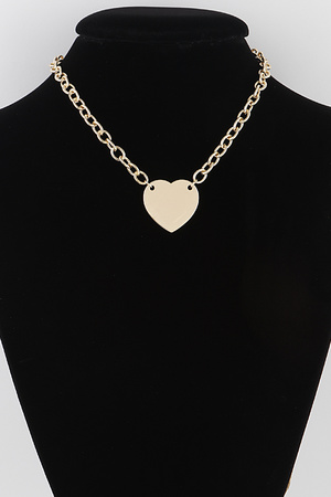 Flat Heart Chain Necklace