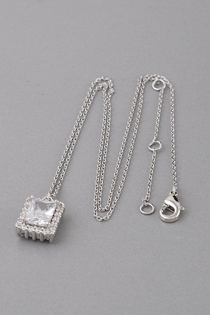 Framed Rhinestone Pendant Necklace
