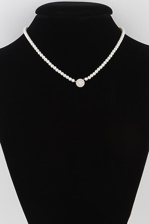 Rhinestone Pearl Beaded Necklace