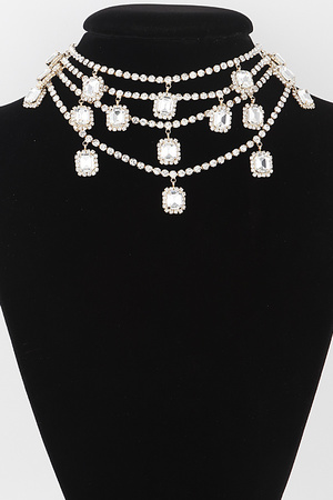 Multi Rhinestone Choker Necklace