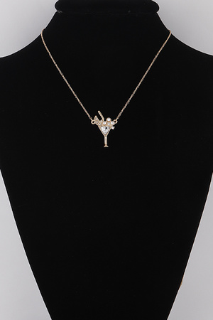 Jeweled Martini Glass Pendant Necklace