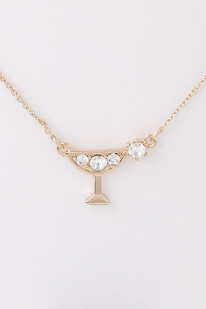 Jeweled Martini Pendant Necklace