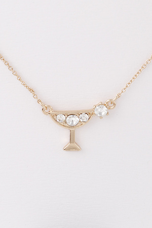 Jeweled Martini Pendant Necklace