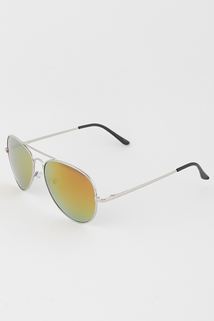 Mirrored Polycarbonate Aviator Sunglasses