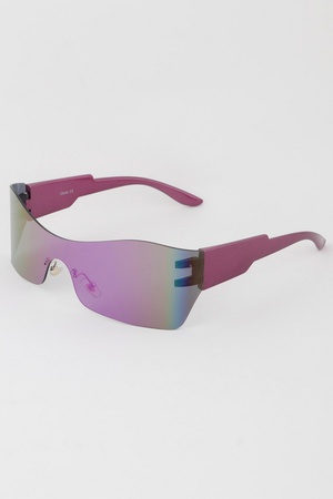 Wavy Polycarbonate Curved Shield Sunglasses
