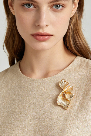 Polished Gold Dipped Petal Brooch