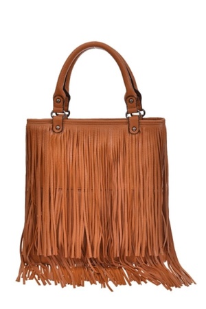 Long Fringe Covered Fashion Tote Bag.