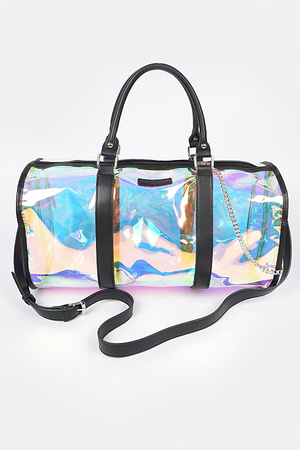 Hologram Transparent Oversized Duffle Bag.