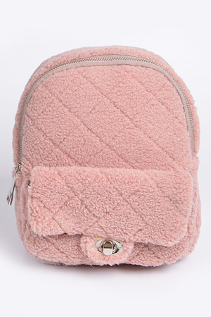 Fluffy Flap Zipper Backpack