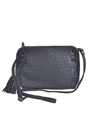Woven Clutch with Side Detail Tassle