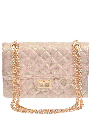 Vintage Wash Quilted Chain Clutch