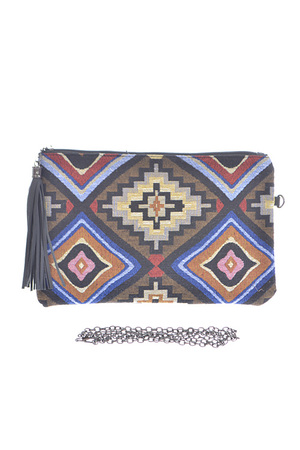 Edged Square Geometric Patterned Clutch
