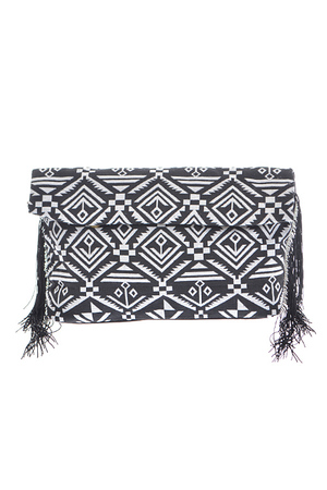 Black and White Aztec Patterned Clutch 746