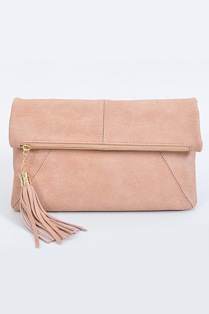 Fold Over Clutch with Tassel Detail