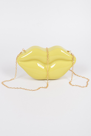 Lips Detachable Hand Bag Clutch With Chain Attachment.