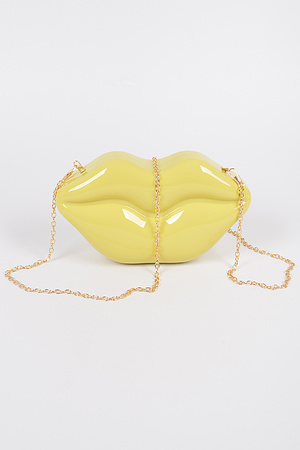 Lips Detachable Hand Bag Clutch With Chain Attachment.
