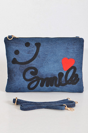 Simple Denim Inspired Smile Clutch