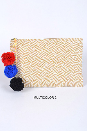 Cute Three Colored Balls Attached Clutch