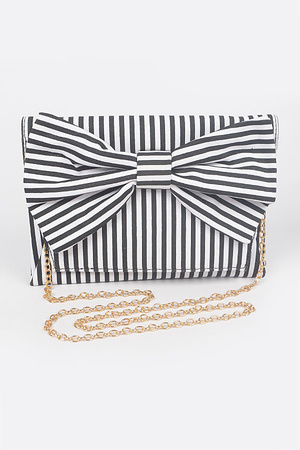 Ribbon Ladylike Clutch With Chain Details.