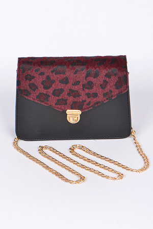 Fashionable Clutch With Half Leopard Print