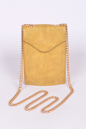 Snakeskin-Like Rectangular Pouch Clutch.