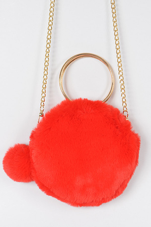 Faux Fur Handle Clutch.