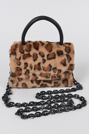 Leopard Faux Fur Clutch.