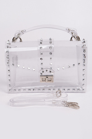 Clear PVC Studded Clutch.