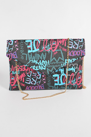 Multi Letter Cross Chain Body Clutch.