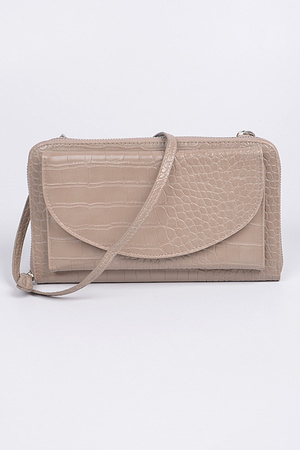 Leather With Zipper Shoulder Strap Clutch