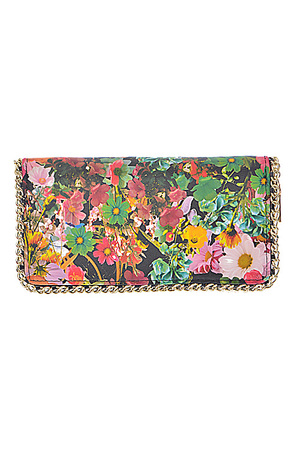 Artistic Flower Painted Chain Wrapped Wallet