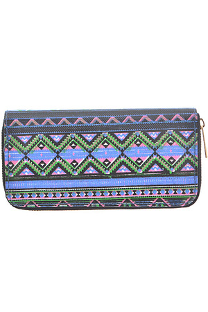 Multicolor Aztec Design Zipper Wallet