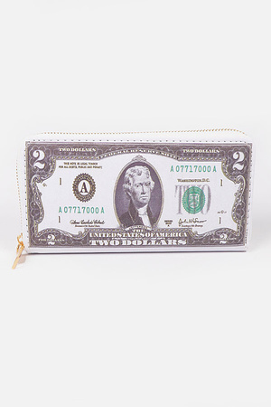 2 Dollar Bill Zip Wallet