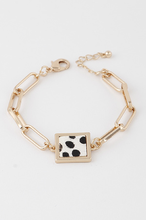 Square Animal Print Pendant Chain Bracelet