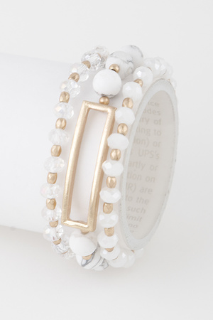 Multi Beaded N Rectangular Pendant Bracelet