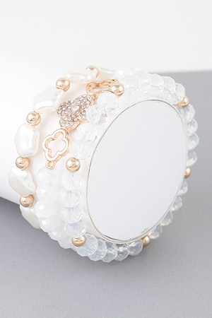 Multi Clover Crystal Bead Bracelet