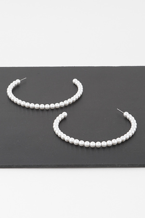 Wide Pearl Bead Hoop Earrings