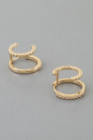 Double Beaded Bejeweled Hoop Earrings