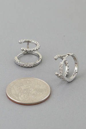 Double Beaded Bejeweled Hoop Earrings